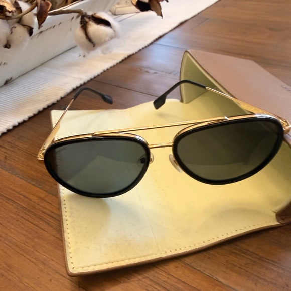 Burberry 1017/81 Black and Gold Aviator Unisex Sunglasses 59mm